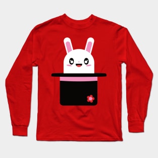 Cute Rabbit In Magicians Hat Long Sleeve T-Shirt